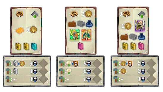 Starting resource cards paired with hammer cards
