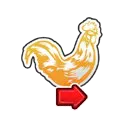 Golden rooster with arrow